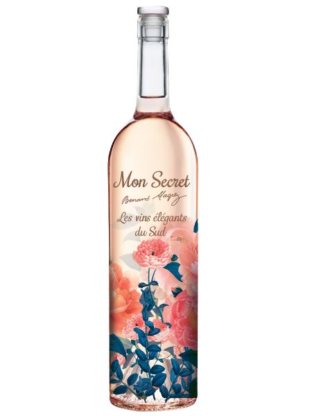 Mon secret rose wine, rose bottle with flowers